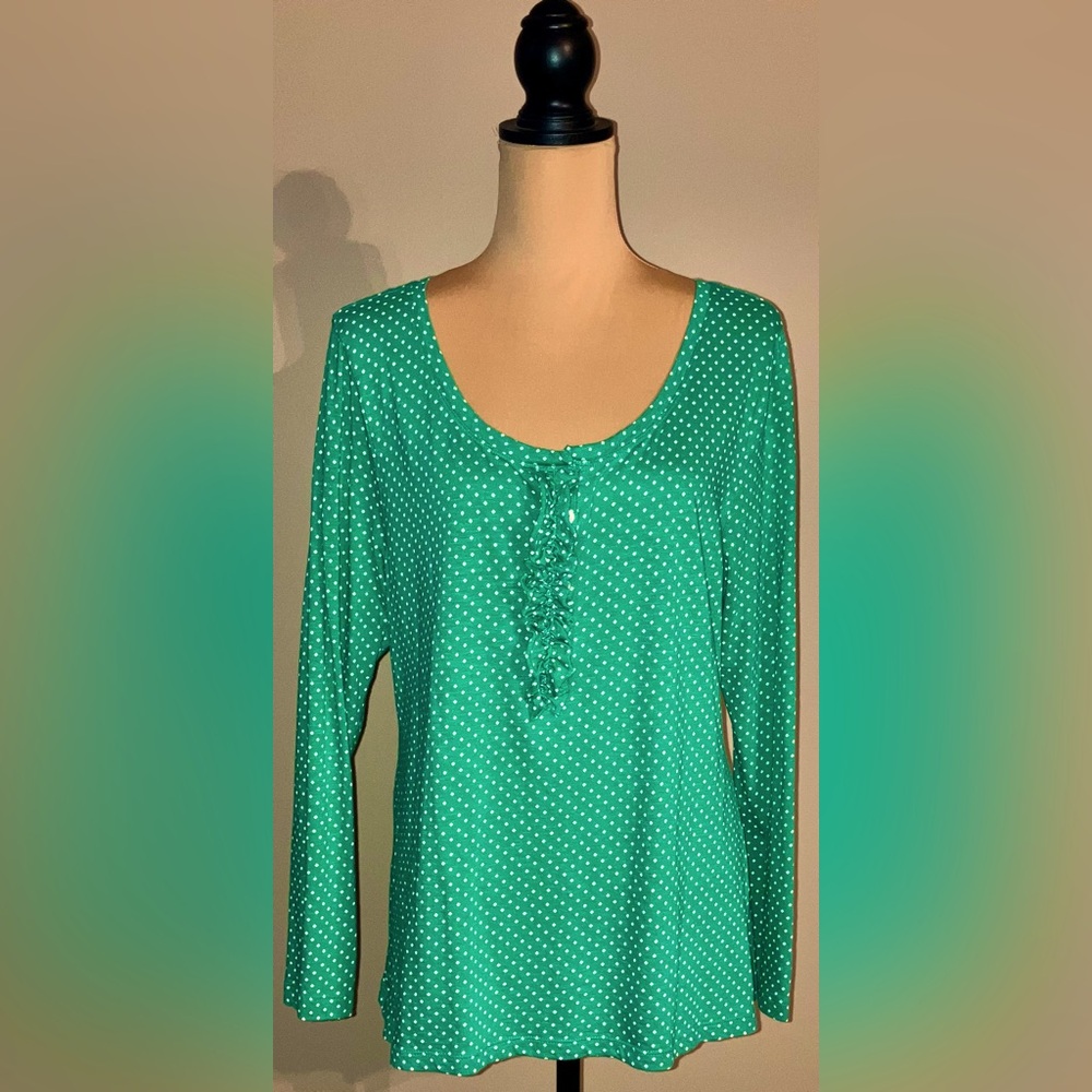 Old Navy Green Polka Dot Long Sleeve Top
